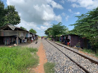 Gare du train de bambou à Battambang, Cambodge	