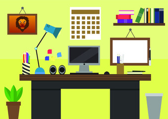 desk and office flat design.