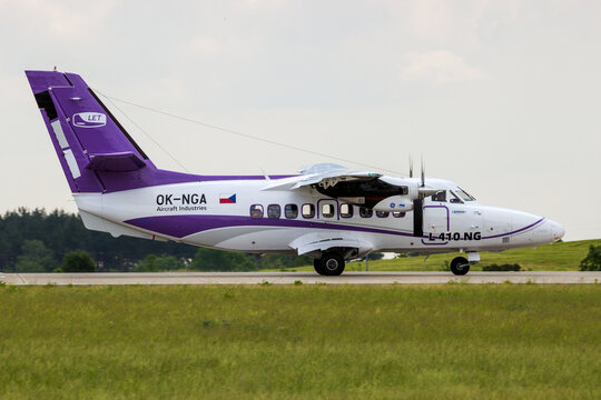BERLIN - JUN 2, 2016: New Let L-410NG Turbolet plane at the Berlin Airshow ILA on Berlin-Schoneveld airport