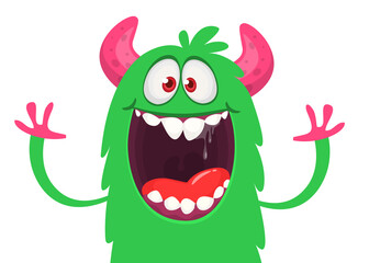 Happy cartoon monster. Halloween vector illustration isolated