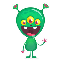 Happy cartoon monster. Halloween vector illustration isolated