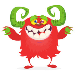 Happy cartoon monster. Halloween vector illustration isolated