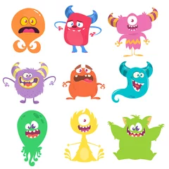 Fotobehang Funny cartoon creatures. Set of cartoon vector monsters. Halloween design illustration © drawkman