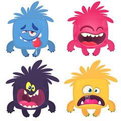 Funny cartoon creatures. Set of cartoon vector monsters. Halloween design illustration