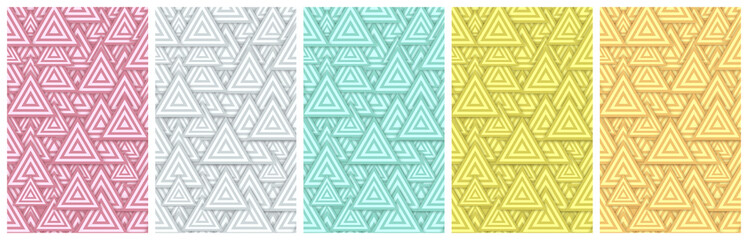 2D Illustration - Abstract Cover Background Set with retro triangle shapes surface - five 10:16 Images ( Size each: 2000 x 3200 ) - e.g. for book / ebook cover design