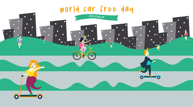 World car free day illustration vector. World car free day banner vector