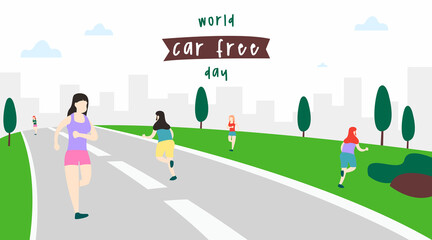 World car free day illustration vector. World car free day banner vector