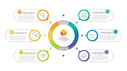 Infographic circle element template can be used for workflow layout, diagram, number options, web design. Infographic business concept with 6 option, parts, steps or processes.