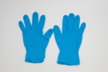 blue rubber glove isolated on white background