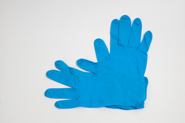 blue rubber glove isolated on white background