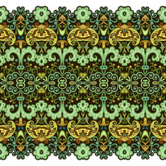 Abstract ethnic nature tile stripe seamless border