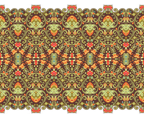 Abstract ethnic nature tile stripe seamless border