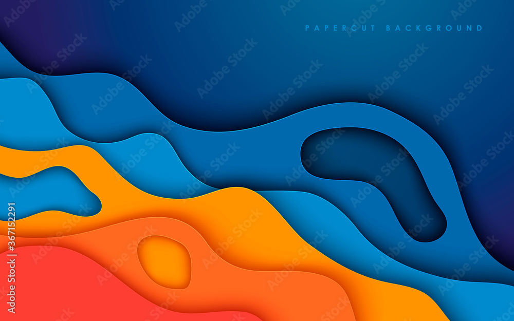 Poster colorful papercut background. dynamic fluid element. modern gradient light vector.