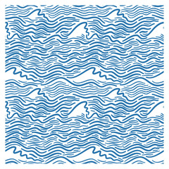 Seamless pattern with stormy waves. Design for backdrops with sea, rivers or water texture.