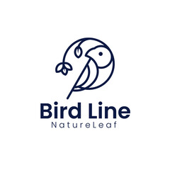 Nature bird logo template with line art and simple style