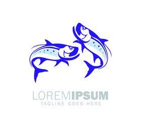 A vector illustration of fish logo sign 