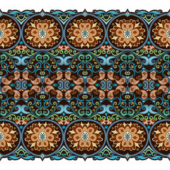 Abstract ethnic nature tile stripe seamless border