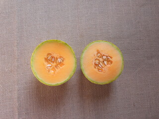 Orange color cut ripe Netted Muskmelon