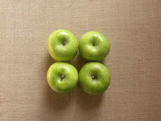 Green color ripe whole Granny Smith apples