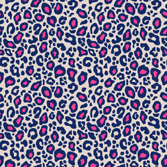 Vector seamless background. Animal leopard print pink black pattern