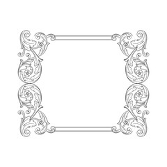 Fototapeta premium Classical baroque vector of vintage element for design. Decorative design element filigree calligraphy vector. You can use for wedding decoration of greeting card and laser cutting.