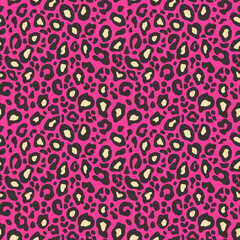 Vector seamless background. Animal leopard print pink pattern