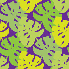 Modern seamless vector design tropical green pattern with decorative leaves