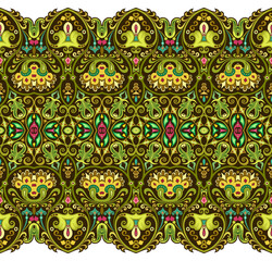 Abstract ethnic nature tile stripe seamless border