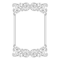 Vintage Ornament Element in baroque style with filigree and floral engrave the best situated for create frame, border, banner. It's hand drawn foliage swirl like victorian or damask design arabesque.