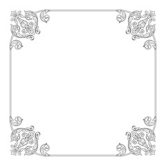 Vintage Ornament Element in baroque style with filigree and floral engrave the best situated for create frame, border, banner. It's hand drawn foliage swirl like victorian or damask design arabesque.