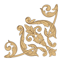 Vintage Ornament Element in baroque style with filigree and floral engrave the best situated for create frame, border, banner. It's hand drawn foliage swirl like victorian or damask design arabesque.