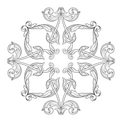 Vintage Ornament Element in baroque style with filigree and floral engrave the best situated for create frame, border, banner. It's hand drawn foliage swirl like victorian or damask design arabesque.