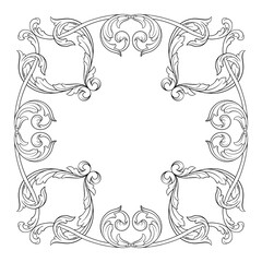 Vintage Ornament Element in baroque style with filigree and floral engrave the best situated for create frame, border, banner. It's hand drawn foliage swirl like victorian or damask design arabesque.