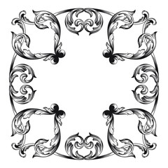 Vintage Ornament Element in baroque style with filigree and floral engrave the best situated for create frame, border, banner. It's hand drawn foliage swirl like victorian or damask design arabesque.