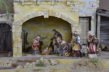 orientalische Krippe, Krippe, Weihnachtskrippe, Jesus, Christentum, heilige Nacht, Josef und Maria,...