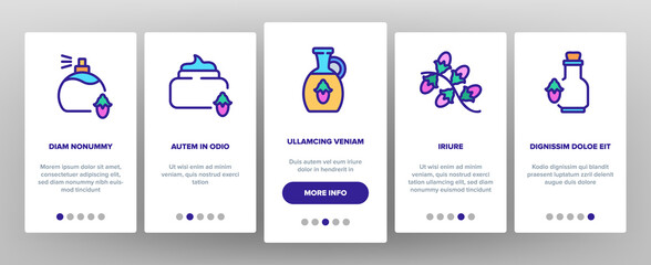 Jojoba Natural Product Onboarding Mobile App Page Screen Vector. Jojoba Perfume And Cream, Soap And Oil, Cosmetic Package And Bottle, Drop And Pomade Illustrations