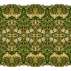 Abstract ethnic nature tile stripe seamless border