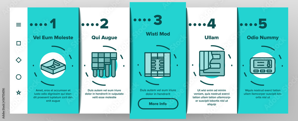 Poster heat flooring device onboarding mobile app page screen vector. flooring temperature control regulato