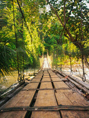 traditional bridge with its base made of wood in the cikidang area