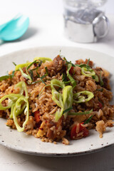 Crispy Pork Fried Rice with Chili Paste
