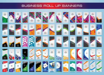 Big Collection of Modern Roll Up Banner Design. Vertical Banner template design bundle,for advertising