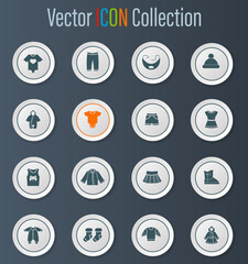 Baby clothes icons set