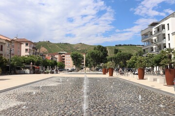 La place du taurobole à Tain, ville de Tain l'Hermitage, département de la Drôme, France