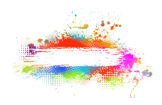 Multi color blots background. Grunge texture stroke line. Art ink dirty design. Border for artistic shape, paintbrush element. Vector illustration