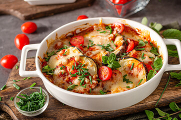 Eggplant baked with cheese