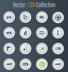 Car shop icons set