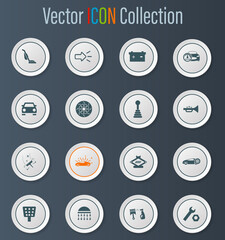 Car shop icons set