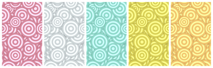 2D Illustration - Abstract Cover Background Set with retro circle shapes surface - five 10:16 Images ( Size each: 2000 x 3200 ) - e.g. for book / ebook cover design