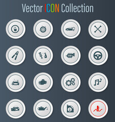Car shop icons set