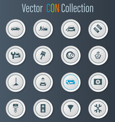 Car shop icons set